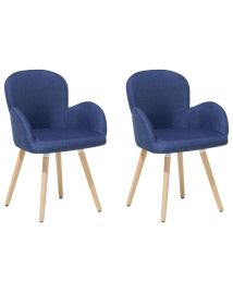 Set of 2 Fabric Dining Chairs Navy Blue BROOKVILLE