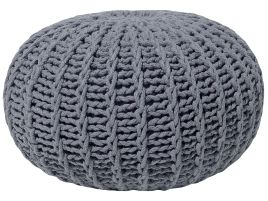 Cotton Knitted Pouffe 50 x 35 cm Grey CONRAD II