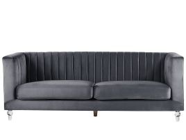 3 Seater Velvet Fabric Sofa Grey ARVIKA