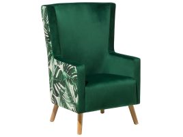 Velvet Wingback Chair Green ONEIDA