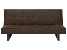 Faux Leather Sofa Bed Brown DERBY Small