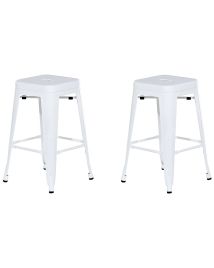 Set of 2 Bar Stools 60 cm White CABRILLO