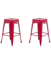 Set of 2 Bar Stools 60 cm Red CABRILLO