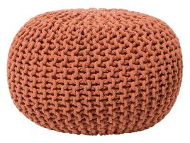 Cotton Knitted Pouffe 40 x 25 cm Copper CONRAD