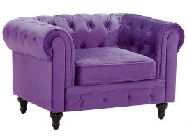 Velvet Armchair Purple CHESTERFIELD