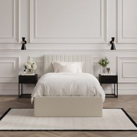 BERLIX Single Fabric Ottoman Bedframe - Milk