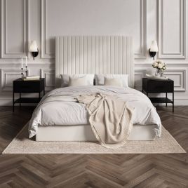 BERLIX II Double Fabric Ottoman Bedframe - Milk