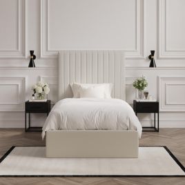 BERLIX II Single Fabric Ottoman Bedframe - Milk
