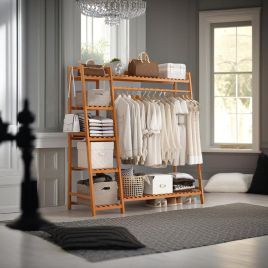 ULVERIS Clothes Rail Heavy Duty Wooden Garment Rack - Natural