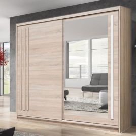 Sliding Wardrobe - ETHRA 2 Door Mirrored Wardrobe Oak Sonoma 200cm