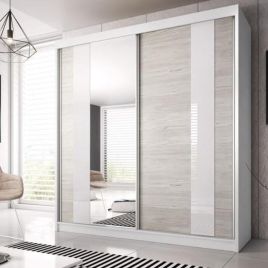 Sliding Wardrobe - MALTA II 2 Door Mirrored Wardrobe White Matt 203cm