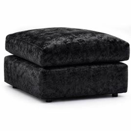 VELOURA Crush Velvet Cuhsion Footstool - Black
