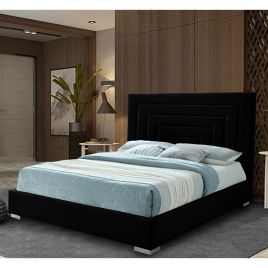 Lisso Plush Velvet Bed - Black in 5 Sizes