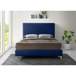 Glinis Plush Velvet Bed - Blue in 5 Sizes