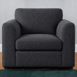 BELVANO Boucle Fabric Armchair - Slate Grey