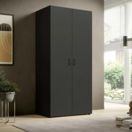 BRIXEN 2 Door Wardrobe Black - 80cm