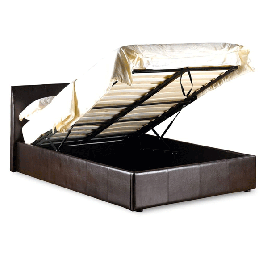 Luxury Redefined Purbeck Leather Effect High Headboard Ottoman Storage Bed Brown - Double 4ft6