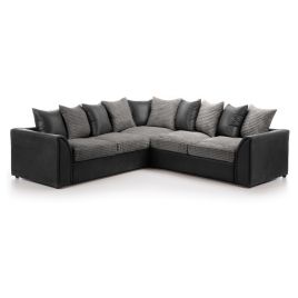 BRANDON Jumbo Cord Large 5 Seater L Shaped Scatterback Corner Sofa - Brown and Beige