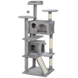 PAWSTER Cat Tree Multi Level Cat Tower Light Grey