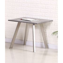 Helston Lamp Table with Brushed Stainless Steel Legs - Concrete Effect