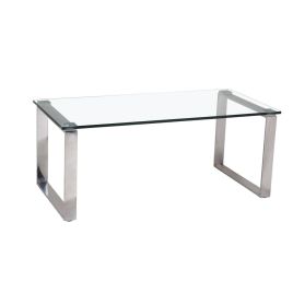 Bassetlaw Glass Coffee Table featuring Stainless Steel Legs