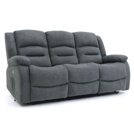 Recliner Sofa -  Mark Faux Leather 3 Seater Recliner Sofa Graphite 192cm