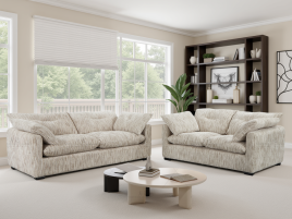HAWKSTONE Fabric 3 and 2 Seater Sofa Set - Grey and Silver