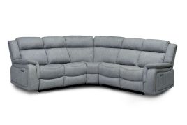 Recliner Sofa - JACKSON Soft Fabric Recliner Corner Sofa Grey 239cm