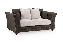 2 Seater Sofa - RUGILE Dual Fabric Grey 190cm