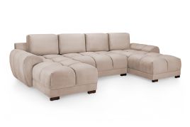 Corner Sofa - SUSAN Plush Velvet U Shape Corner Sofa Mocha 330cm