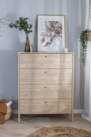 CLASSIQUE Oak Finish Chest of Drawers - Medium-sized, 4 Drawers