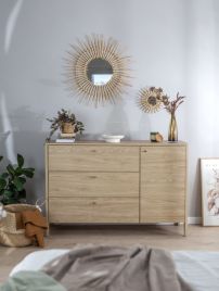 CLASSIQUE Oak Finish Chest of Drawers - Extra Large-sized, 3 Drawers