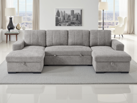 FENTARO Fabric 4 Seater U Shaped Corner Sofabed - Grey