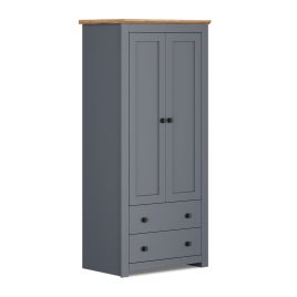 MILANA 2 Door Wardrobe with 2 Drawers Grey - 79cm