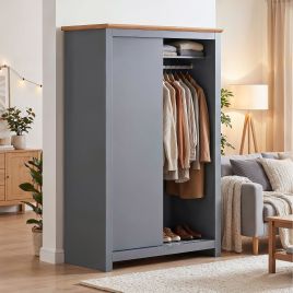 MILANA 2 Door Sliding Wardrobe Grey - 115cm