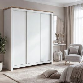 MILANA 3 Door Sliding Wardrobe White - 180cm