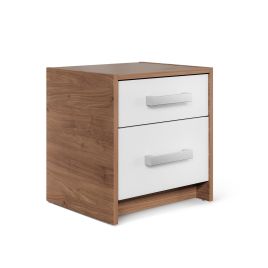 RUSI Bedside Table with 2 Drawers - Oak with White