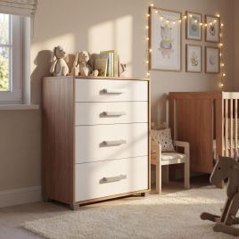 RUSI Oak Finish Chest of Drawers - Medium-sized, 4 Drawers