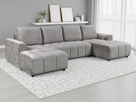 NORVENA Fabric 4 Seater U Shaped Corner Sofabed - Grey