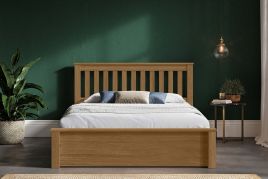 ASHFORD Double Ottoman Storage Bedframe - Oak