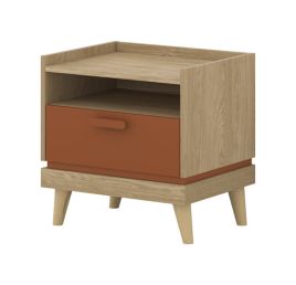 NORA Wooden Bedside Table with Drawer - Oak