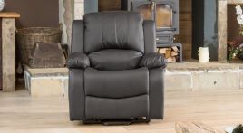 Armchair - THERMAVEL Leather Riser Recliner with Electric Lift Assist Heated Massage Chair - Grey