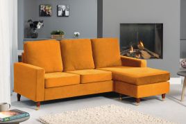 ORNOVA Velvet 3 Seater Reversible Corner Sofa- Orange
