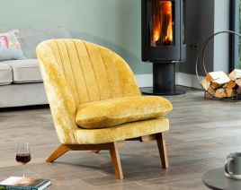 ZENARO Boucle Fabric Tub Chair - Mustard