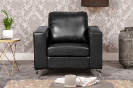 LUXORA Leather Armchair - Black