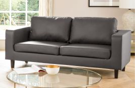 REGNIX Bonded Leather 3 Seater Sofa - Grey