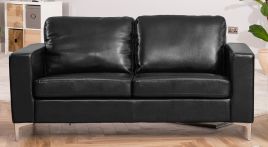 LUXORA Leather 3 Seater Sofa - Black
