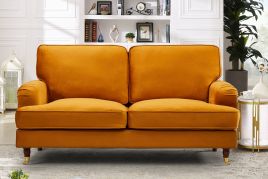 VELARO Velvet 2 Seater Sofa - Orange