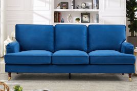 VELARO Velvet 3 Seater Sofa - Blue