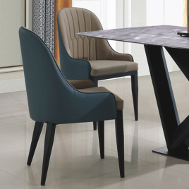 Timeless Elegance Chester Fabric Dining Chair with Sleek Black Metal Legs - Pair